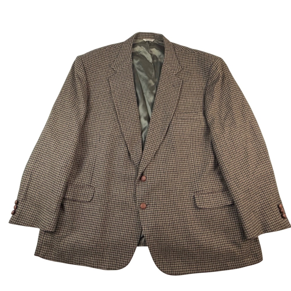 Alexander Lloyd Mens 54R Brown Houndstooth Blazer Sport Coat Made in USA